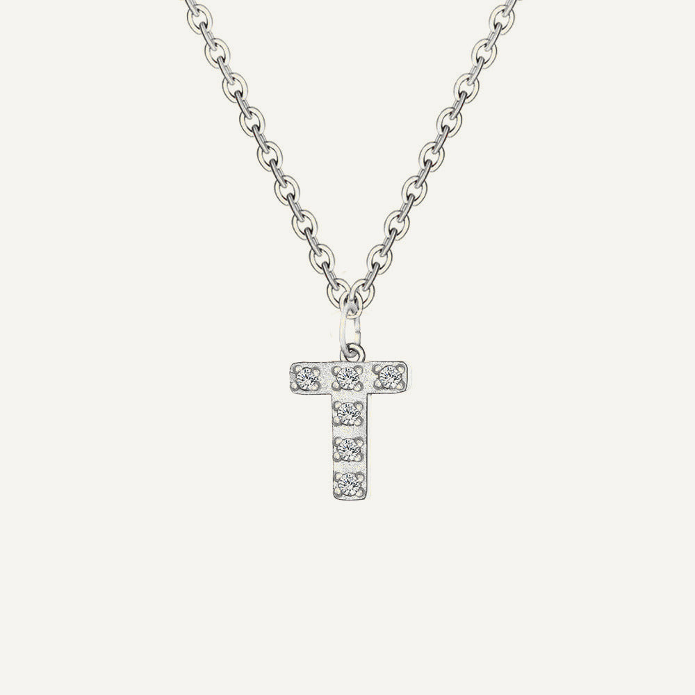 Initialkette Buchstabe T in Silber