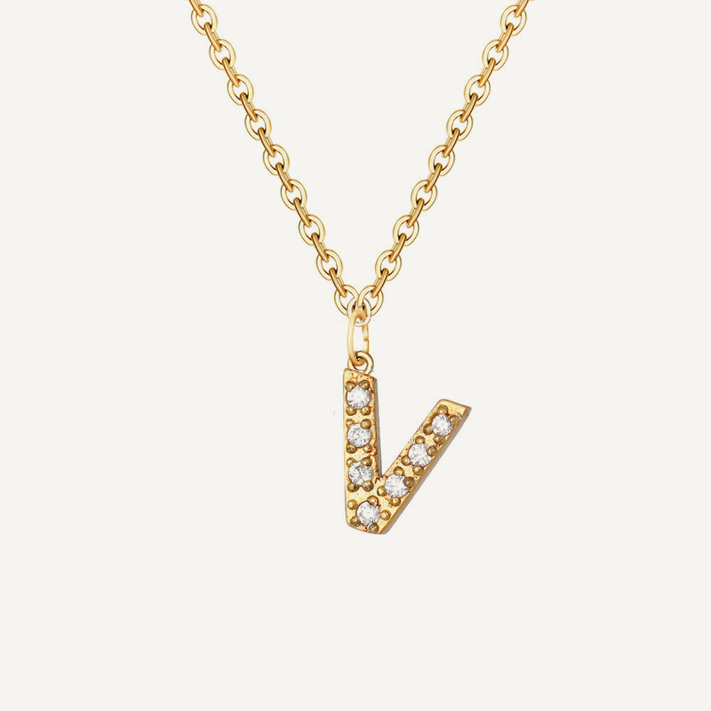 Initialkette Buchstabe V in Gold