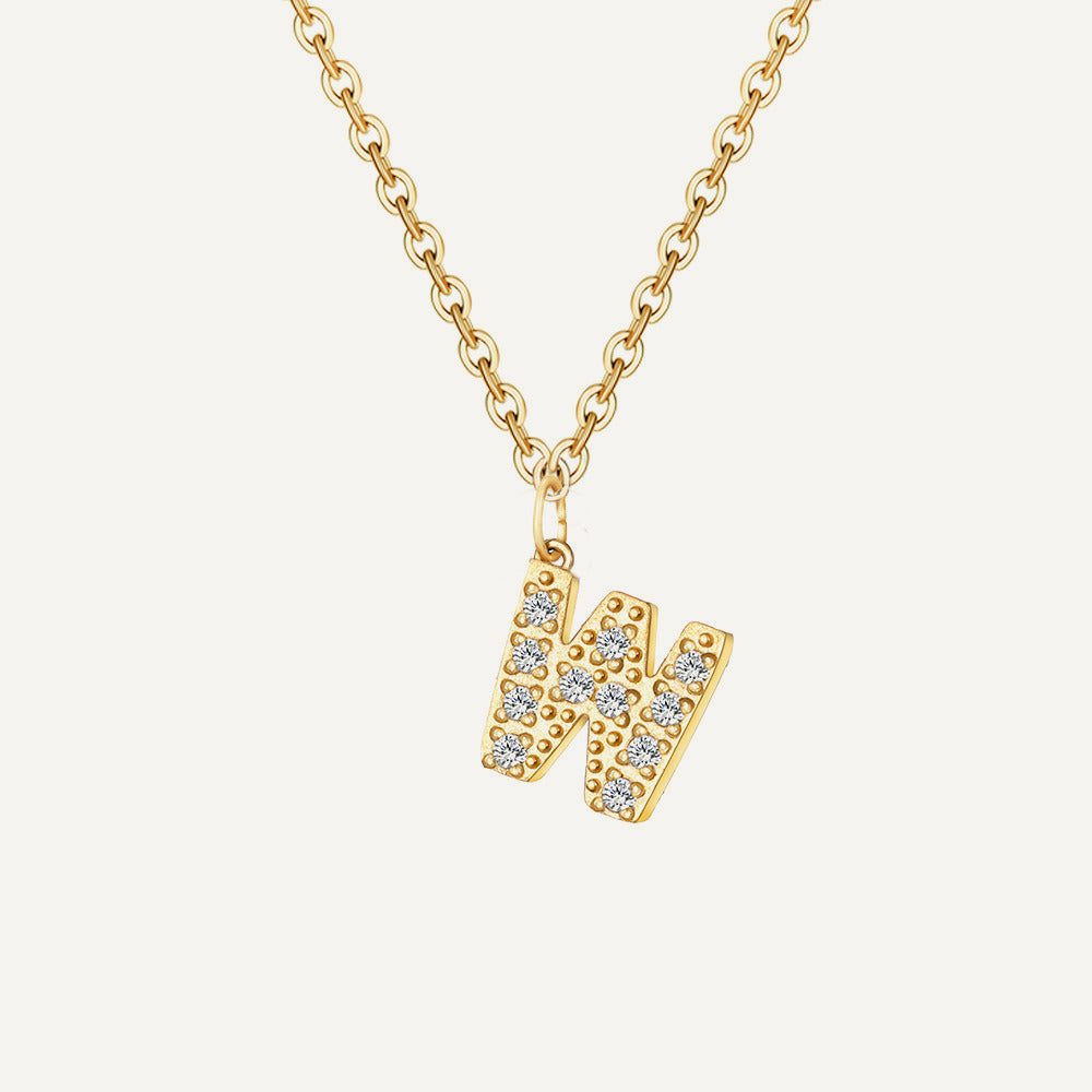 Initialkette Buchstabe W in Gold
