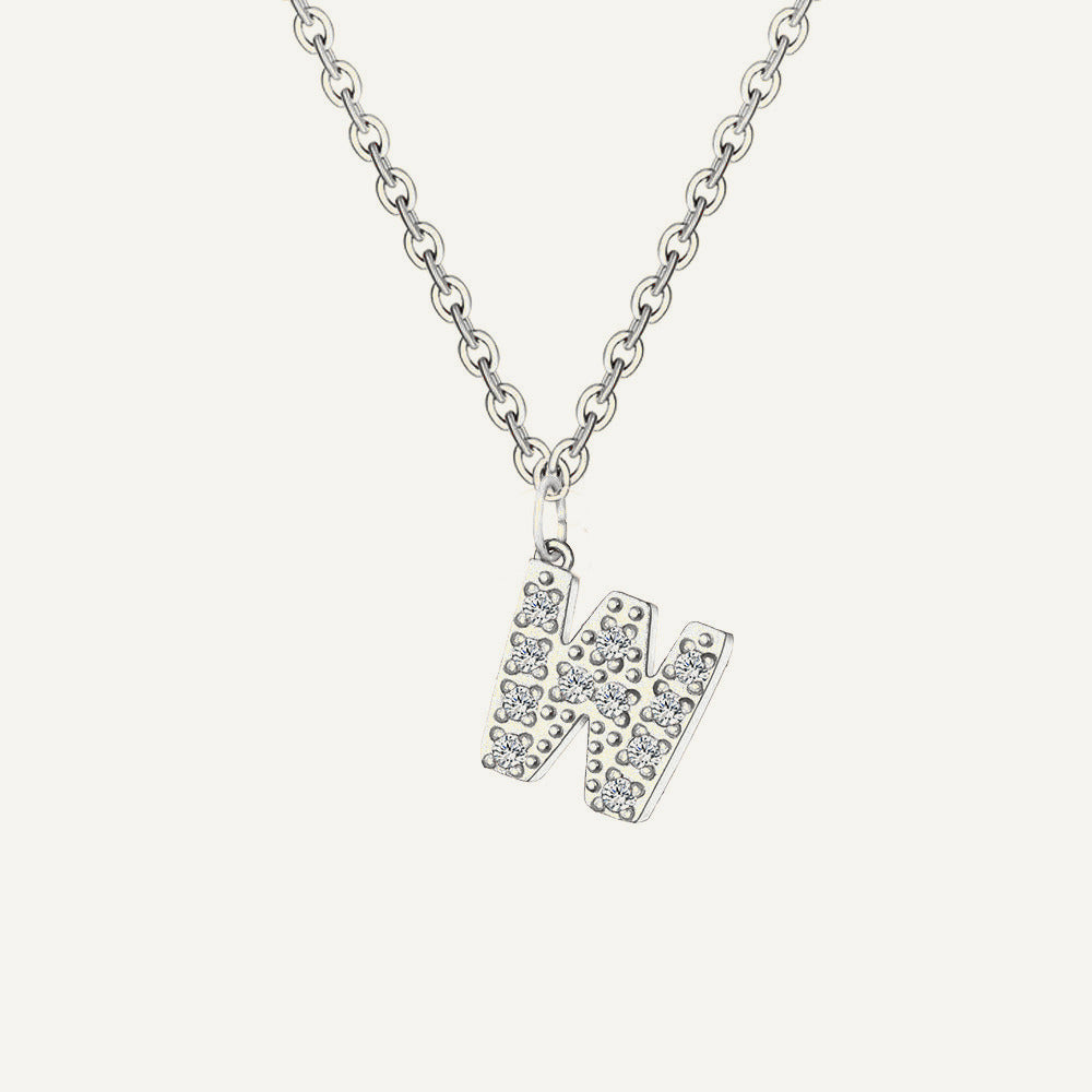 Initialkette Buchstabe W in Silber